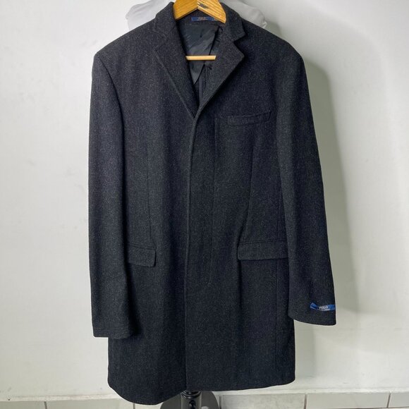 Polo Ralph Lauren Men's Black Wool Collared Coat Size 42L - Picture 1 of 10